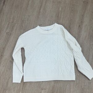 Time and Tru Textured Knit Sweater - Cream